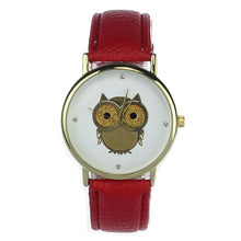 6 COLORS Women's Fashion Women Girl Gold Owl Pattern WristWatch Leather Quartz Watch Wrist Watches relojes mujer J4U66