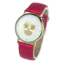 6 COLORS Women's Fashion Women Girl Gold Owl Pattern WristWatch Leather Quartz Watch Wrist Watches relojes mujer J4U66