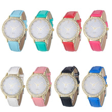 8 Colors Geneva Fashion Diamond Analog Leather Quartz Wrist Watch Women Montre femme J4U66