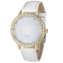8 Colors Geneva Fashion Diamond Analog Leather Quartz Wrist Watch Women Montre femme J4U66