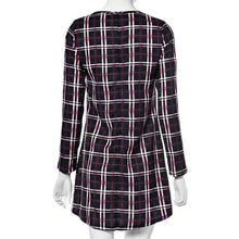 Fashion Elegant Red Plaid Long Sleeve Slim O-neck Fit Dress Contrast Lattice Dress Celebrity Women Dresses J4U66