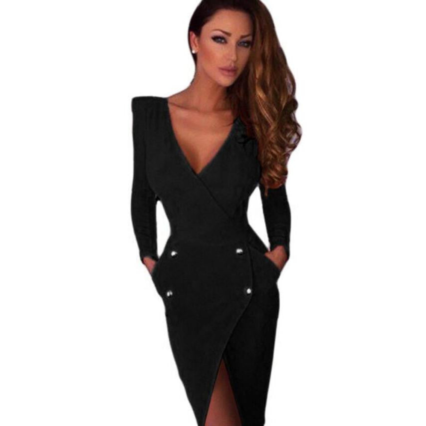 Sexy Dress Women Lady Deep V-neck Backless Dress  J4U66