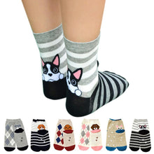 3D Animals Cartoon Socks Women Puppy Footprints Floor Cotton sock Women's Casual Charactor Socks J4U66