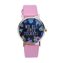 ing Women Leisure Fashion Collocation Letters Leather Wrist Watch Flower Print Analog Quartz Watch Tables  J4U66