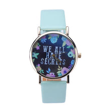ing Women Leisure Fashion Collocation Letters Leather Wrist Watch Flower Print Analog Quartz Watch Tables  J4U66