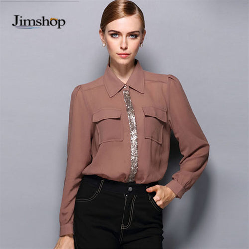 Blusas Femininas Sexy Women Sheer Shirts Dress Long Sleeve Pocket Casual Blouse Tops Plus Size S-XL For Women J4U66
