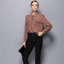 Blusas Femininas Sexy Women Sheer Shirts Dress Long Sleeve Pocket Casual Blouse Tops Plus Size S-XL For Women J4U66