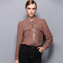 Blusas Femininas Sexy Women Sheer Shirts Dress Long Sleeve Pocket Casual Blouse Tops Plus Size S-XL For Women J4U66