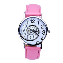 Casual Swirl Pattern Leather Woman Quartz Wrist Watch 5 Colors Relogio Feminino &  J4U66