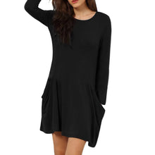 Casual Women Evening Party Long Sleeve Pocket Dress Women Sexy Dress  J4U66