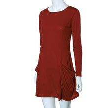 Casual Women Evening Party Long Sleeve Pocket Dress Women Sexy Dress  J4U66