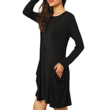 Casual Women Evening Party Long Sleeve Pocket Dress Women Sexy Dress  J4U66