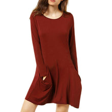 Casual Women Evening Party Long Sleeve Pocket Dress Women Sexy Dress  J4U66