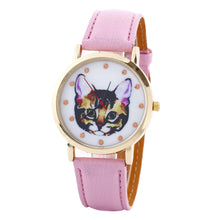 Cat Printed Women Men Fashion Leather Band Analog Quartz Vogue Wrist Watches Watch  J4U66