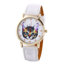 Cat Printed Women Men Fashion Leather Band Analog Quartz Vogue Wrist Watches Watch  J4U66