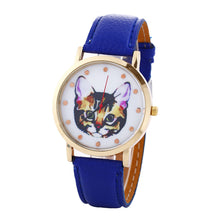 Cat Printed Women Men Fashion Leather Band Analog Quartz Vogue Wrist Watches Watch  J4U66