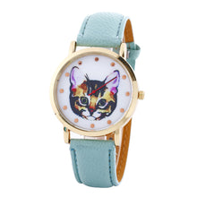Cat Printed Women Men Fashion Leather Band Analog Quartz Vogue Wrist Watches Watch  J4U66