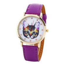 Cat Printed Women Men Fashion Leather Band Analog Quartz Vogue Wrist Watches Watch  J4U66