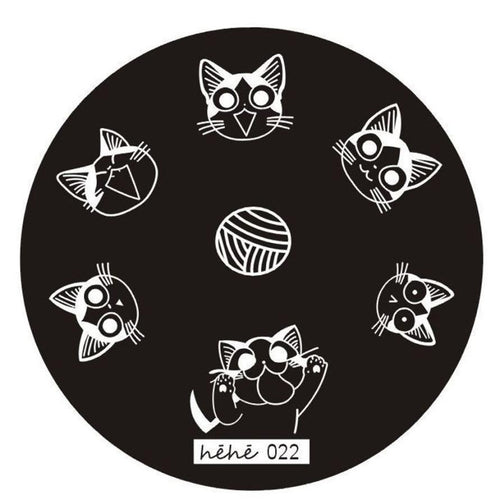 Cut Cat Design 5.5cm Nail Art Image Stamp Stamping Plates Manicure Template Hehe Series 022 J4U66