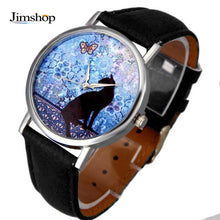 Cute Cat Pattern Watch Women Girl Dress Leather Band Analog Quartz WristWatch Vogue relogio feminino J4U66