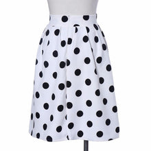 European Fashion Women White Bodycon Polka Black Dot Umbrella Midi Skirt Retro Puff Skirts  J4U66