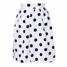European Fashion Women White Bodycon Polka Black Dot Umbrella Midi Skirt Retro Puff Skirts  J4U66