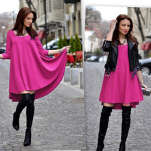 Fashion Fall Women Elegant Three Quarter Loose Casual Party Dress  J4U66