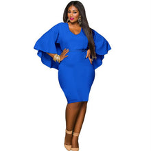 Fashion Casual Women Party Sexy Bodycon Plus Size Batwing Mini Dress Size XXXL  J4U66