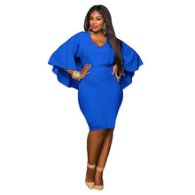Fashion Casual Women Party Sexy Bodycon Plus Size Batwing Mini Dress Size XXXL  J4U66