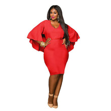 Fashion Casual Women Party Sexy Bodycon Plus Size Batwing Mini Dress Size XXXL  J4U66