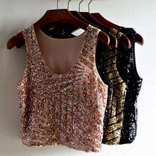 Fashion Sequined Tank Top Women VTops Shirts Sleeveless Style Tank Tops  J4U66