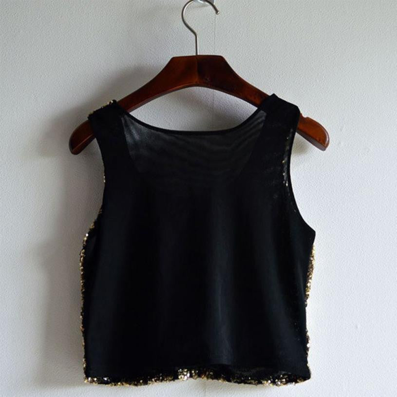Fashion Sequined Tank Top Women VTops Shirts Sleeveless Style Tank Tops  J4U66