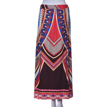 Fashion Women Vintage Print Bohemian Maxi Long Waist Skirts Plus Size  J4U66