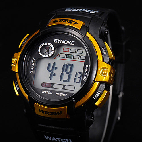 Boy Multifunction Digital LED Sports Alarm Date Waterproof Wrist Quartz Watch  J4U66