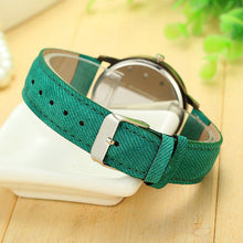 Women Global Travel By Plane Map Fashion Dress Watch Denim Fabric Band Wrist Watches J4U66