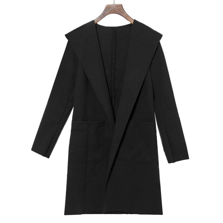 Fashion Women Trench Coat Slim Turn-down Collar Long Sleeve Casual Winer Overcoat Fast Shipping J4U66
