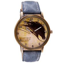 Women Men Retro Clock Wolf WristWatch Cowboy Leather Band Analog Quartz Watch  J4U66
