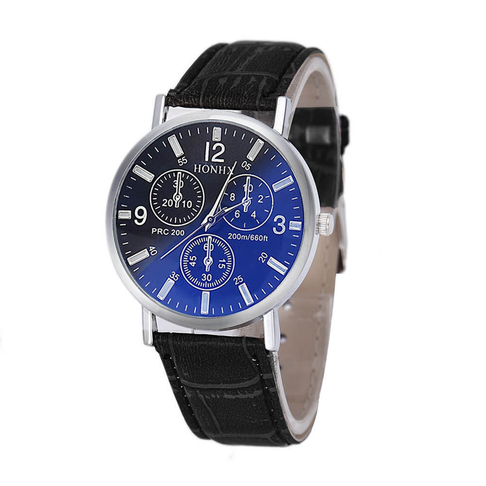 Luxury Brand Mens Crocodile PU Leather Analog Blu-Ray Business Wrist Watch Quality Men Watch Clock relogio masculino J4U66