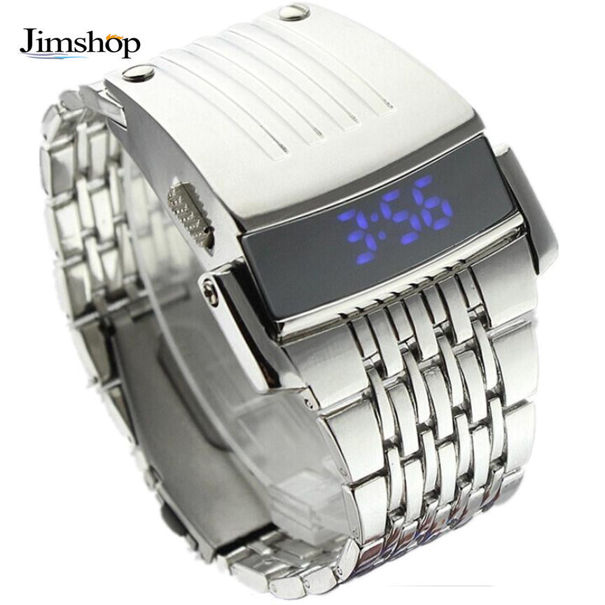 Luxury Brand Stainless Steel Men Blue LED Digital Sport Wrist Watch Watches Men Watch Relogio Masculino J4U66