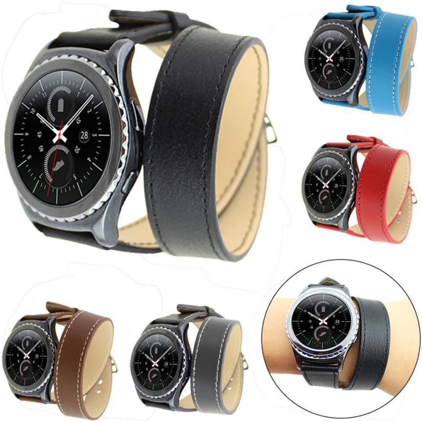 Luxury Long Genuine Leather Band Double Tour Bracelet Watchband For Gear S2 Classic R732  J4U66