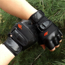 Men Tactical Gloves Men's Outdoor Sport Bicycle Fitness Gloves MittsHalf Finger Leather Gloves Mittens  J4U66