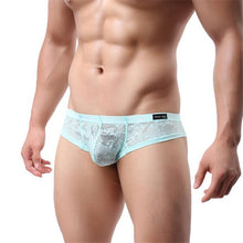 Men Underwear Lace T-back Sexy Translucent Triangle Briefs Breathable Underpants  J4U66