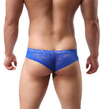 Men Underwear Lace T-back Sexy Translucent Triangle Briefs Breathable Underpants  J4U66