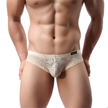 Men Underwear Lace T-back Sexy Translucent Triangle Briefs Breathable Underpants  J4U66