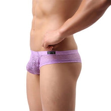 Men Underwear Lace T-back Sexy Translucent Triangle Briefs Breathable Underpants  J4U66
