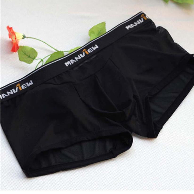 Men Ventilation Sexy Comfy Shorts Men Underwear Men Low Waist Ventilation Sexy Gauze Rose Comfy Shorts Boxer Underpants J4U66