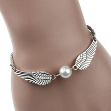 Fashion Silver Imitation Pearl Angel Wings Jewelry Dove Peace Bracelet for Women Lady Beauty Perfect Gift J4U66