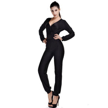 Jumpsuit women's overall sexy V Neck Long Sleeve fashion waist jumpsuit pants coveralls plus size J4U66