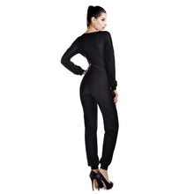 Jumpsuit women's overall sexy V Neck Long Sleeve fashion waist jumpsuit pants coveralls plus size J4U66