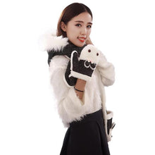 Arival Warm And Adult Rabbit Hat Scarf Gloves Three-Piece Femme Warm  J4U66